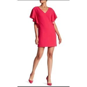 Trina Turk Womens Pink Clash Noble Ruffle Sleeve Dress size 0
